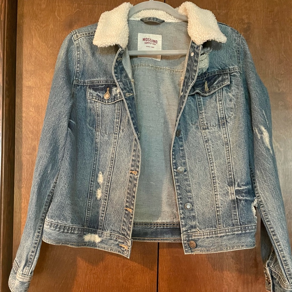 Mossimo Jean Jacket Sheepskin Collar Women’s L